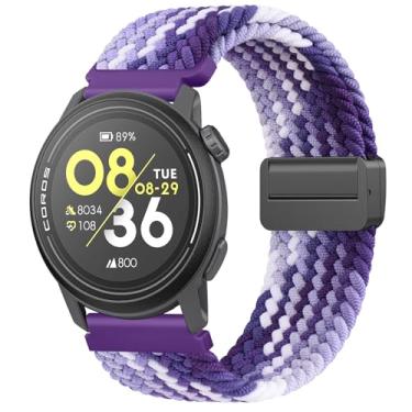 Imagem de Pulseiras magnéticas trançadas para Coros Pace 3 / Pace Pro/Apex 2 Pro/Apex Pro/Apex 46 mm, pulseira de reposição elástica trançada de nylon macio para mulheres e homens (roxa)