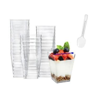 Imagem de Mini Copos Quadrados De Plástico Transparente Para Sobremesas 1-100PCS