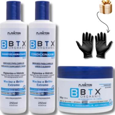 Imagem de Kit Profissional Plancton BTX Orghanic 250g + Shampoo 250ml, Condicionador 250ml Btx Sem Formol