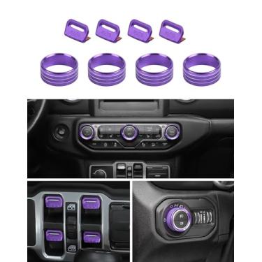 Imagem de DSWSQ Para Jeep Jl Upgrade Botão Interruptor De Janela Tampa Ar Condicionado Rádio Farol 2018-2024 Wrangler Jlu/Gladiator Jt Acessórios Interiores, Roxo