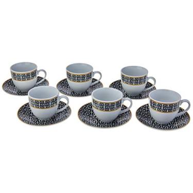 Imagem de Conjunto 6 Xícaras P/café De Porcelana Super White Egypt 90ml Lyor Preto E Branco Único