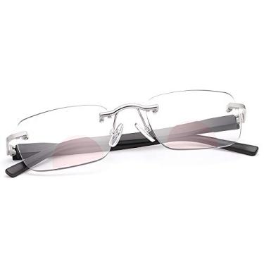 Imagem de MIRYEA Óculos De Leitura Bifocais Sem Aro, Com Dobradiça Mola, Fotocrômicos, Sol Transição, Bloqueio Luz Azul Para Computador, Proteção Uv400, Antirreflexo Jogos, Homens E Mulheres