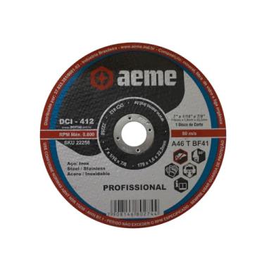 Imagem de Disco Corte Fino Aeme DCI 412 7X1/16X7/8 (180X1.6X22.22)