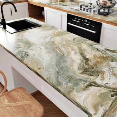 Imagem de Wallderful Papel de parede de mármore bege fosco descasque e cole bancadas autoadesivo papel de contato de mármore para armários e gavetas 61 cm x 299 cm à prova d'água adesivo em papel de parede