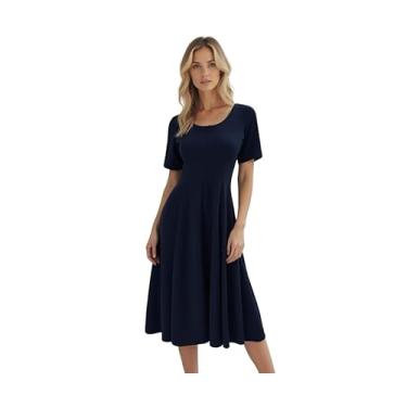 Imagem de Star Vixen Vestido feminino longo Fit'n'Flare de 114 cm, Azul marino, GG