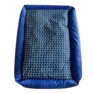 Imagem de Cama Caminha Pet Cachorro Gato Lavável Com Ziper e Colchonete Média 70 x 50 cm Grande 100 x 87 cm (Azul Ossinho, Grande)