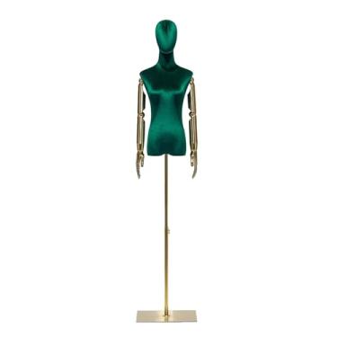 Imagem de Mannequin Manequins para exposição de roupas, torso feminino de veludo com altura ajustável de 65 a 71 polegadas, para vestidos de noiva e camisetas(Green,Small)