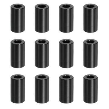 Imagem de PATIKIL Espaçadores de alumínio de 12 peças, espaçadores de metal de 1/10.2 cm x 1/5.1 cm Alumínio 2.5 cm L espaçador parafuso espaçador bucha redonda não rosqueada para parafusos de 1/10.2 cm, preto
