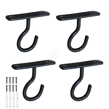 Imagem de INDIAN CRAFTS WAY Ganchos resistentes de ferro feito à mão para parede, janela e teto – Pacote com 4 | Ganchos de ferro fundido para pendurar plantas, sinos de vento, lanternas, luzes, alimentadores