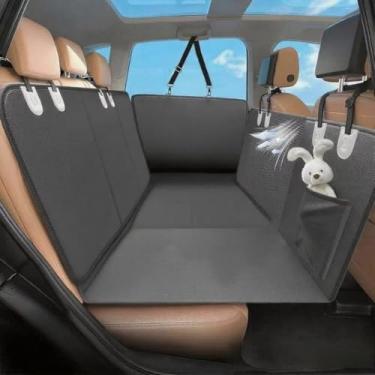 Imagem de Capa de assento de carro para cachorro para banco traseiro, material 100% à prova d'água! Extensor de banco traseiro para cães com fundo rígido, antiarranhões! Seguro! Fácil de instalar e limpar -