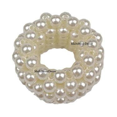 Imagem de KIT 06 Argola Porta Guardanapo Anel Ouriço de Pérolas - MSD