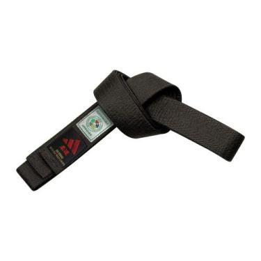 Imagem de Faixa Preta Judo adidas Elite logo Vermelho com Selo Verde IJF Approve