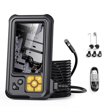 Imagem de Yunseity Lente Dupla de 8 Mm 1080p HD Borescope Camera Com Tela de 4.3 Polegadas, IP67 à Prova D'água para Inspeção de Tubo de Drenagem de Esgoto, Endoscópio Industrial para (10m / 32,8 pés)