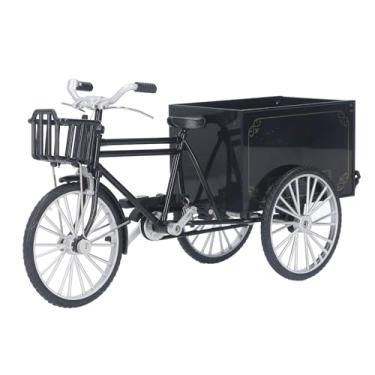 Imagem de Vintage Tricycle Model liga em miniatura de bicicleta de dedo miniatória Decoração de decoração Decoração de casa REALISTO Decoração de ornamento para crianças colecionadoras 9,4 (Preto)