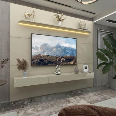 Imagem de Estante Home para Tv até 85 Polegadas com Led 1 Prateleira 220cm Royal Off White/Off White