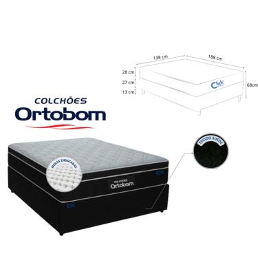 Imagem de Colchão Casal Ortobom Molas Ensacadas com Base Box Suede Blindada – Conforto e Durabilidade 138x188x68