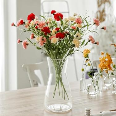 Imagem de GarDream Vaso de vidro transparente para flor, grama dos pampas, vaso de flores transparente de 20 cm para decoração de casa, centros de mesa, mesa de jantar, bancada, prateleiras, vasos decorativos