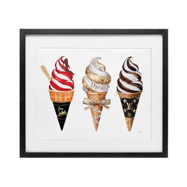 Imagem de Stupell Industries Impressão emoldurada preta de sorvete em espiral glamorosa sob vidro por Amanda Greenwood, 13 x 16