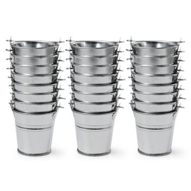 Imagem de Mini baldes de metal galvanizado 2,1 L - 24 unidades de prata com alça