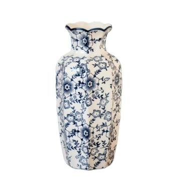 Imagem de WF Vaso de flores decorativo de cerâmica azul e branco, esculturas de aro recortado, decoração de casa, porcelana chinesa tradicional