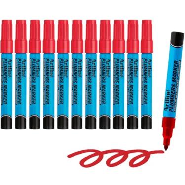 Imagem de Artline Marcadores de encanadores | Série Profissional | Para uso em superfícies molhadas | À prova d'água | EKPR-PLM | Ponta de bala de 1,5 mm | Vermelho