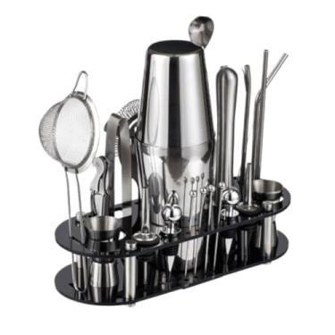 Imagem de ZZTWER Kit de bartender, conjunto de coqueteleira de 23 peças, kit de barman de aço inoxidável com suporte de acrílico, ferramentas profissionais de bar para misturar bebidas, casa, bar, festa bar