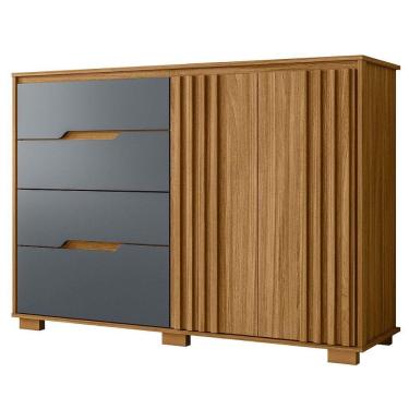 Imagem de Comoda Texas 4 Gavetas 2 Portas 147 cm Freijo Off White Moval