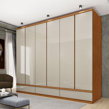 Imagem de Guarda-Roupa Casal Epic 6 Portas 9 Gavetas Cinamomo/Off White - Pnr Móveis