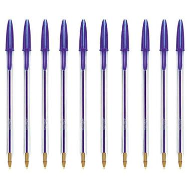 Imagem de Kit 10 Canetas esferográfica 1.0 azul cristal Bic