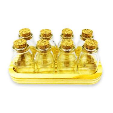 Imagem de Porta Condimentos Tempero Potes De Vidro Tampa Rolha 8 Potes - JKVERAS