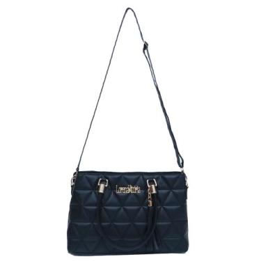 Imagem de Bolsa sacola feminina bordada alça transversal - ZBOLSA, Preto