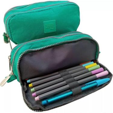Imagem de Estojo escolar triplo 3 divisórias Nylon Cores a Escolha Yepp - Yepp ,