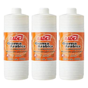 Imagem de Kit 3 Goma arábica profissional Radex 1kg para papéis
