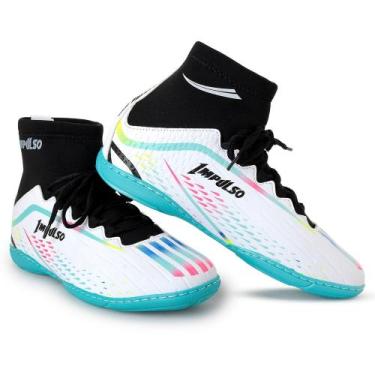 Imagem de chuteira cano longo botinha futsal quadra lisa - impulso, Branco, 37
