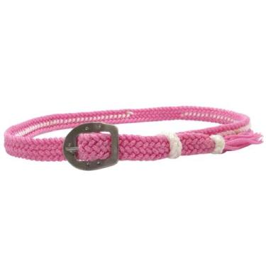 Imagem de Bandinha De Chapéu Cordinha Rosa e Branco Trançada Inox Regulável - Co