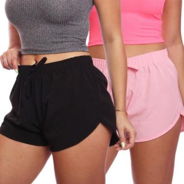 Imagem de Kit 2 Shorts Curto Feminino Tactel Praia Piscina Academia Corrida - Ad