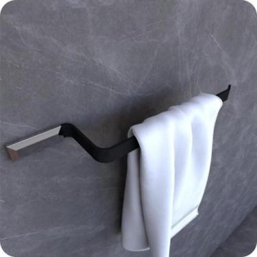 Imagem de Suporte Porta Toalha De Rosto Parede Preto e Cromo Empire - MetalCromo