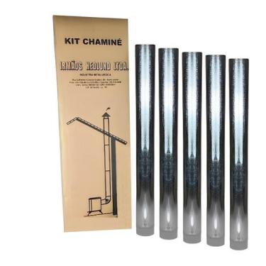Imagem de Kit 5 Canos 115mm Para Chaminé Fogão a Lenha Lareira Em Aço Galvanizad