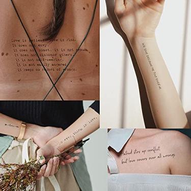 Imagem de Everjoy Mais de 18 designs com citações cristãs inspiradoras e versículos bíblicos tatuagens temporárias sobre o amor - 2 folhas de scripts poderosos para mulheres e homens