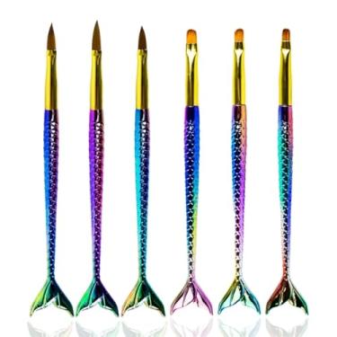 Imagem de Kit 6 Pincéis Sereia Língua Gato Aquarela Alongamento Unhas