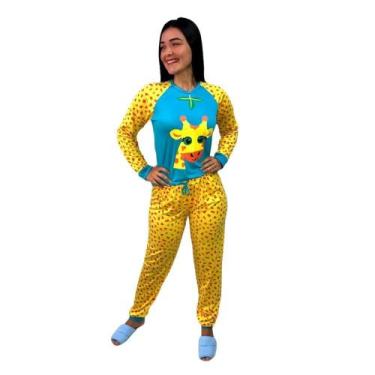 Imagem de Conjunto Pijama Adulto Feminino Longo Inverno Estampado Desenho - Nann