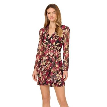 Imagem de Adrianna Papell Vestido feminino enrugado, Fúcsia/dourado, 48