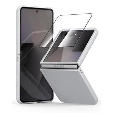 Imagem de Capa Slim Fit Galaxy Z Flip 7, [Protetor de tela embutido] [Sensação fosca] [Suporte para carregamento sem fio] Capa leve à prova de choque para Samsung Galaxy Z Flip 7 2025 Prata