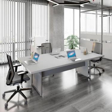 Imagem de Mesa Reunião 2,40m Escritório 4 Pessoas c/ Cx de Tomadas F5 - F5 Offic