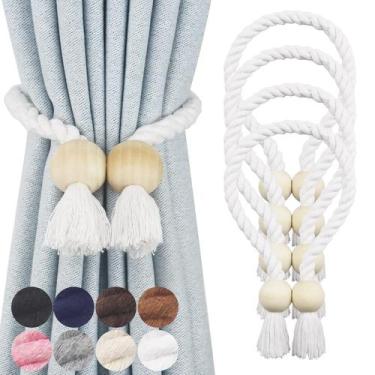 Imagem de Cortina de algodão magnético Nieffeiy, tecido à mão, pacote com 4