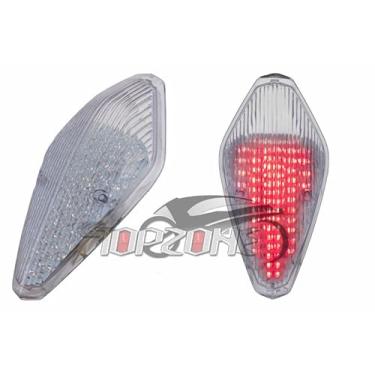 Imagem de TOPZONE Luz LED compatível com Honda VTX1300S, VTX 1300R, VTX1300T; VTX1800R, VTX 1800S, VXT1800T; lanterna traseira de motocicleta, luz de freio (2. lanterna traseira de LED, cor clara)