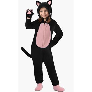 Imagem de digi Pijama adulto unissex de Halloween, fantasia de animal, peça única, Preto, 120(6-7T)