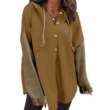 Imagem de Moletom com capuz SHEWIN Oversized para mulheres marrom tamanho L