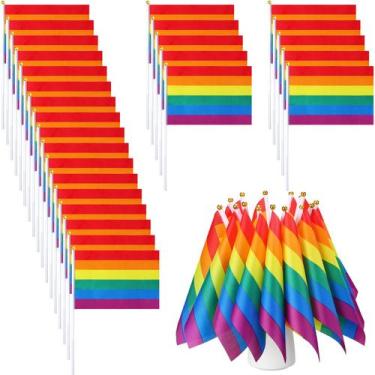 Imagem de Mini bandeiras Rainbow Pride Flag, pacote com 100 unidades portáteis, 