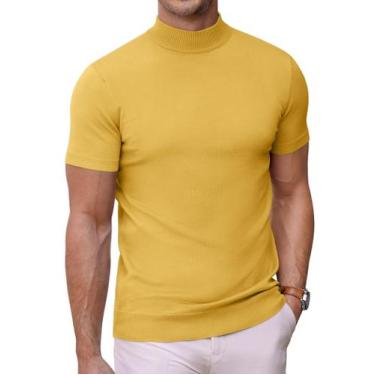 Imagem de Suéter COOFANDY Mock Mock de manga curta para homens